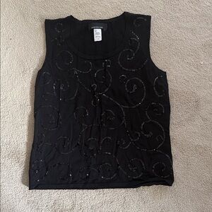 Jones New York Black Sleeveless Sequin Top